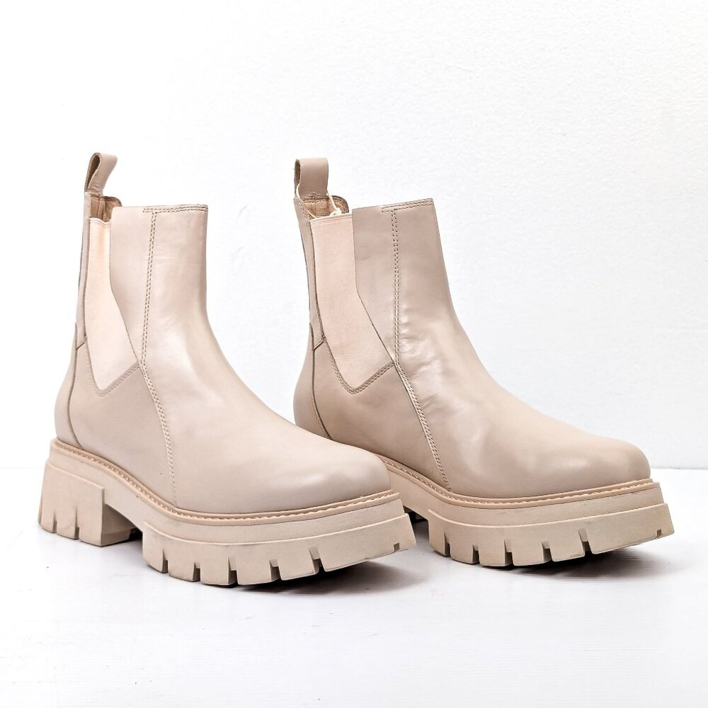 Ash Women Links Ivory Leather Platform Ankle Chelsea Boots 10.5US EUR41